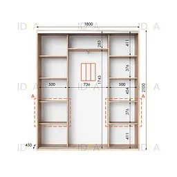 Шафа-купе Idea серія 7 180 x 45 x 210 см Дуб сонома - мініатюра 2