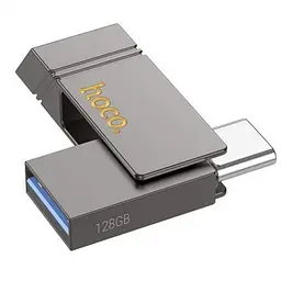 USB флеш накопичувач Hoco UD14 128GB 2 в 1 USB 3.2/ Type-C металевий сірий