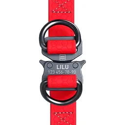 Шлея для собак водостійка Waudog Waterproof з QR-паспортом металічна пряжка-фастекс Ш 15 мм Д 40-55 см червоний - мініатюра 4