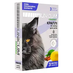 Краплі Unicum Organic від бліх та кліщів для котів 3 шт. (UN-025) - мініатюра 4