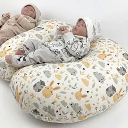 Подушка для годування близнюків або двійнят Лежебока 100x70 см бязь Сірі ромби - мініатюра 4