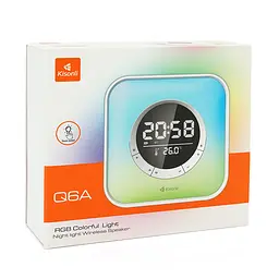 Колонка Kisonli Q6A Bluetooth 5.0, 1х5W, 3600mAh, USB/TF/FM/BT/LED/Clock/RGB Light, DC: 5V/1A, BOX, Silver, Q30 - мініатюра 2