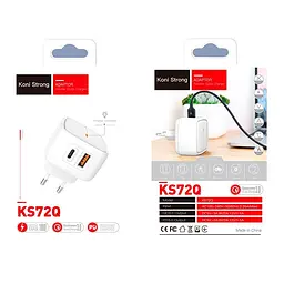 Адаптер мережевий KONI Strong KS72Q 2 порти 1USB і 1Type-C 3A QC PD