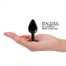 Металева анальна пробка з прикрасою у вигляді кристала Dorcel - Diamond Plug, чорна S - мініатюра 6