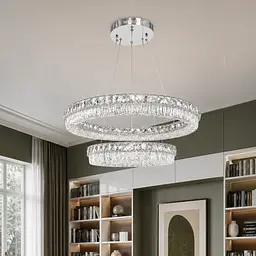 Linisoln 7919-60*40 CH, двоярусна кришталева LED-люстра хром 100 Вт з акрилом