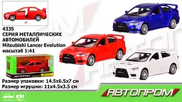 Металева автомодель Автопром Mitsubishi Lancer Evolution 1:41, відкриваються двері (В асортименті) - мініатюра 2