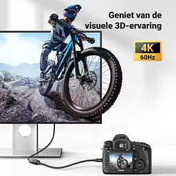 Кабель Ugreen Micro HDMI to HDMI 2.0, 25 см, 4K 60Hz, чорний, з нейлоновою оплеткою, (15842) - мініатюра 2