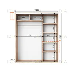 Шафа-купе Idea серія 5 180 x 60 x 210 см Дуб сонома - мініатюра 2