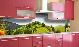 Вініловий кухонний фартух Мандариновий гай наклейка для кухні ПВХ пагорби Природа Зелений Happy Pocket Z181410