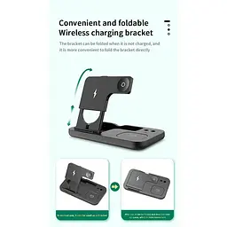 Зарядка Qi 4in1 Wireless Charger JYD-WC132 5-15W Watch/AirPods/Pencil/Phone чорна - мініатюра 7