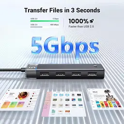 Концентратор Ugreen USB 3.0 to 4xUSB 3.2 Gen1 CM653 black (15548) - мініатюра 4