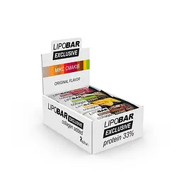 Блок батончиків LipoBar Exclusive Protein Bar MIX №1, 20*50 грам збагачений біоактивним колагеном Peptan