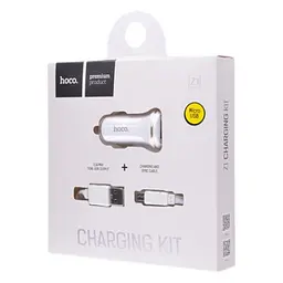 Автомобільний зарядний пристрій Hoco Z1 White 2 USB + USB Cable XiaomicroUSB - мініатюра 3