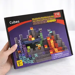 Магнітний конструктор Minecraft 100 шт + 3 фігурки по грі Майнкрафт Підземелля та лава Mk001019