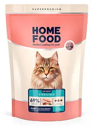 Корм для кастрованих котів та стерилізованих кішок Home Food з кроликом та журавлиною 1,6кг