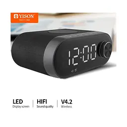 Портативна акустика-настільний годинник Yison with Qi Charger LED Clock WS-4 - мініатюра 7