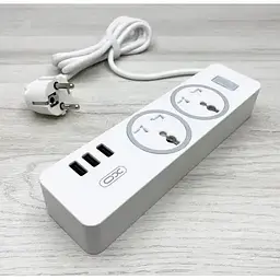 Мережевий фільтр XO WL04 подовжувач 2 розетки 3 USB 1.8 м білий - мініатюра 4