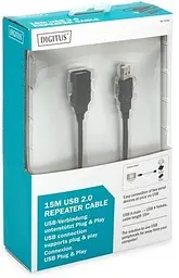 Активный удлинитель с чипом USB AM-AF Digitus 15m black - мініатюра 4