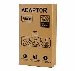 Мережевий фільтр-адаптер Voltronic UL8625 7-in-1, 4x220V-2500W, 2xUSB, 1xType-C PD - мініатюра 4