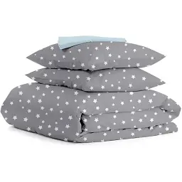 Комплект постільної білизни Cosas євро з простирадлом на резинці GREY STARS CS5 200 x 220 см (StarGW_El-Blue_200)