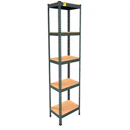 Металевий стелаж Emby Light Series (розмір 2100х450x300мм) 5 полиць ДСП до 100кг Чорний