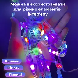 Розумна гірлянда Smart 250 LED довжина 2,5 м з керуванням смартфона прозора, мультиколор GarlandoPro 1733044W - мініатюра 6