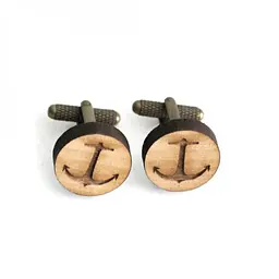 Дерев'яні запонки круглі якір звичайний Handmade acs0005927 - мініатюра 4