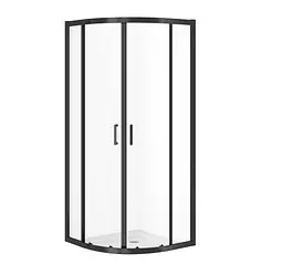 Душова кабіна Cersanit Zip напівкругла black прозоре скло 800x800x190 S163-007, прозорий, чорний