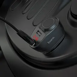 Автомобільна зарядка з дисплеєм та розгалужувачем 2 USB чорна Hoco Z34 3,1А - мініатюра 6