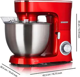 Міксер планетарний-тестоміс Heinrich's HKM 8078 Red 8.0 л - мініатюра 2