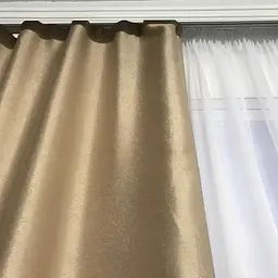 Штори софт-велюр блекаут бежевого кольору 2шт. 150х270 з білим шифоновим тюлем 400х270 ALBO pbe0052648 - мініатюра 5