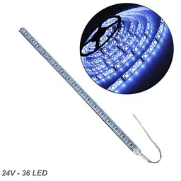 Стрічка діодна алюміній 24V - 50 см - 1А 36LED - у силіконі ефект суцільної стрічки Синє світло (5630)
