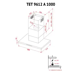 Витяжка декоративна Т-подібна Perfelli TET 9612 A 1000 I LED - мініатюра 10