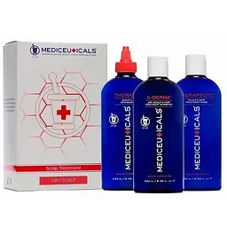 Набір для сухої шкіри голови Mediceuticals (Шампунь X-Derma 250 мл, Кондиціонер Therapeutic 250 мл, Очищуючий догляд TheraRx 250 мл)