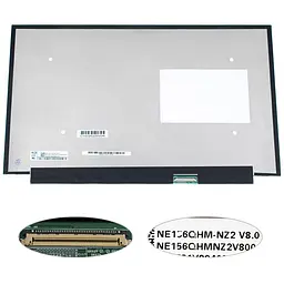 Матриця 15.6" NE156QHM-NZ2 2560х1440, 40pineDP, IPS, 240Hz, LED, SLIM без планок та вушок, матова, роз'єм праворуч внизу для ноутбука