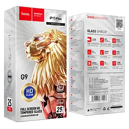 Захисне скло Hoco Full screen HD tempered glass set for iP15 Plus (G9) Black - мініатюра 2