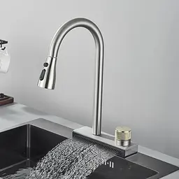 Змішувач для кухні з висувним виливом Platinum Водоспад ZS84 brushed нержавіюча сталь - мініатюра 6