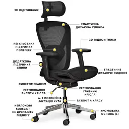 Офісне крісло Mealux Q1 Air Black (HF-Q1 M/B) - миниатюра 2