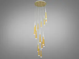 Люстра каскадна LED Diasha 3002/15G, 60W, золота, для холу, коридору, вітальні, офісу - мініатюра 2