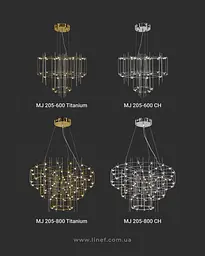 Невагома золота триярусна люстра Ø 80 см | Арт. MJ205-800 Titanium | Line F - мініатюра 4