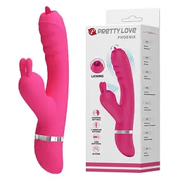 Вібратор-кролик Pretty Love Phoenix Vibrator Pink з мембранним стимулятором та рухомим язичком, 20.2х3.3 см рожевий - мініатюра 6