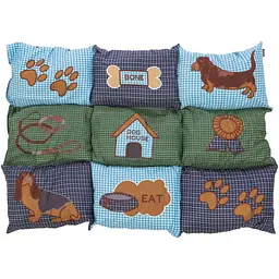 Матрац Trixie для собак Patchwork з собачками флісовий наповнювач синій/зелений мікрофібра 80х55 см - мініатюра 2