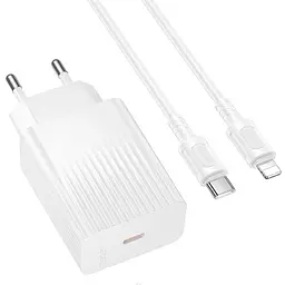 МЗП Borofone BAS75A Source PD30W (1USB-C) + кабель Type-C to Lightning White - мініатюра 3
