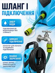 Міні мийка високого тиску 2000 Вт до 130 бар із піногенератором та шлангом (49676152) - мініатюра 5