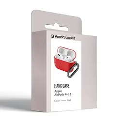 Силіконовий чохол для навушників Apple AirPods Pro 3, Hang Case, червоний, ультратонкий захисний кейс товщиною 2 мм, захист від подряпин, пилу та ударів, компактний, з карабіном для кріплення, ArmorStandart (ARM88282) - мініатюра 8