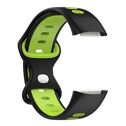 Силіконовий ремінець Primolux Sport для фітнес браслета Fitbit Charge 5/Charge 6 Black Lime/розмір М - мініатюра 2