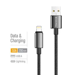 Кабель ColorWay USB - Lightning (M/M), zinc alloy braided, 3А, 2 м, Чорний (CW-CBUL099-BK) - мініатюра 5