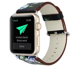 Шкіряний ремінець Primo Blue Flower для Apple Watch 38 мм, 40 мм, 41 мм розмір S - мініатюра 2