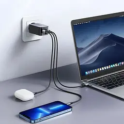 Зарядний пристрій 3xUSB 65W (2хUSB-C+USB-A) Gan CD244 Сірий Ugreen (10335) - мініатюра 6
