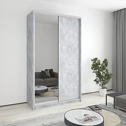 Шафа-купе дводверна MebelStar Стандарт AL ДСП/Дзеркало 140x60x240 см Бетон (MBS-3766)